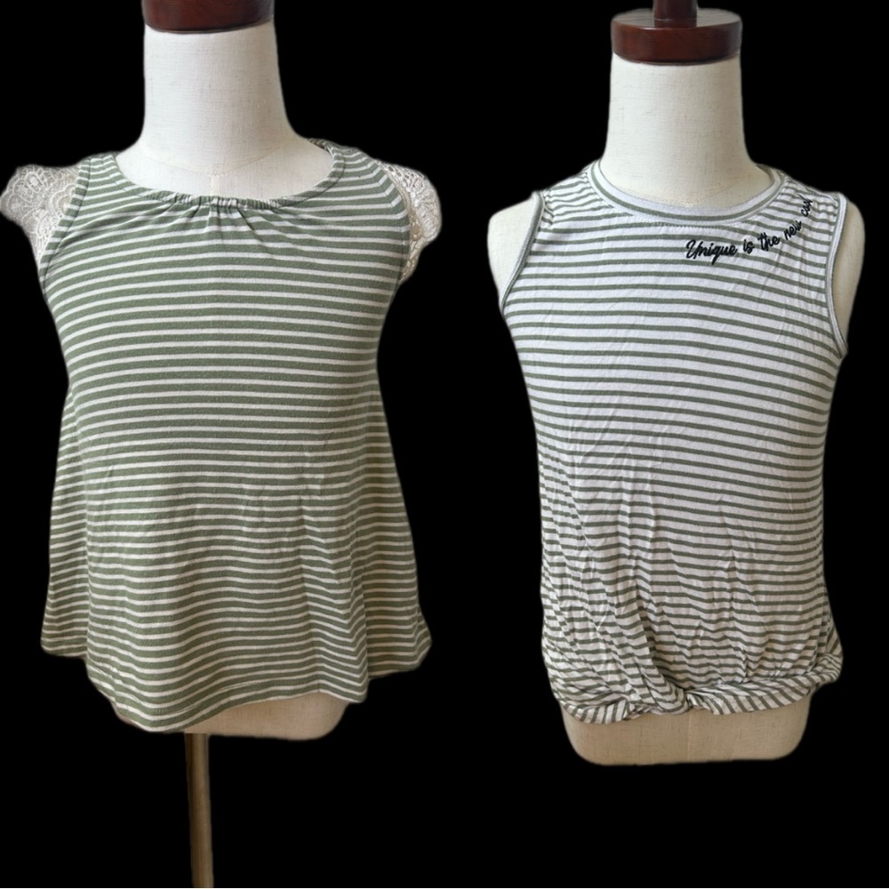 Wonder Nation Green and White Striped Kids Tank Top bundle.